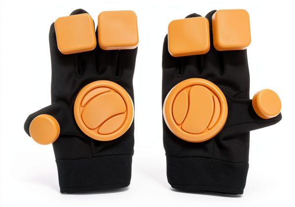 Skate Gloves TaktZeit Black Medium Breathable Mesh Removable Pucks-1