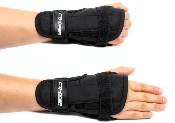 Skate Wrist Guards CTHOPER EVA Padding Adjustable Straps Black Large-3