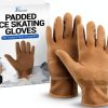 Kami-So Waterproof Skater Wrist Guard Gloves Beige with Crystals-0