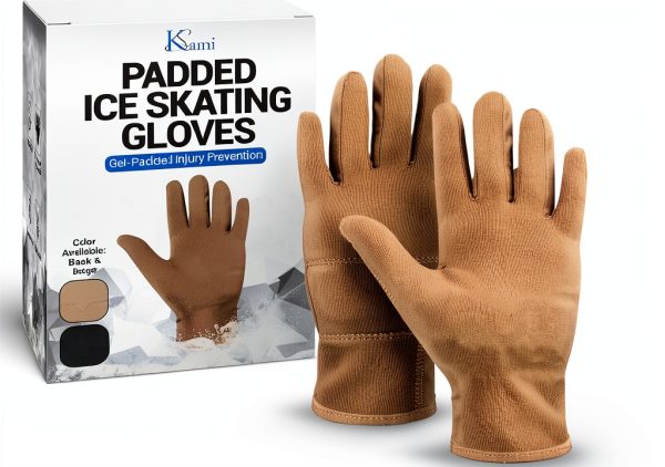 Kami-So Waterproof Skater Wrist Guard Gloves Beige with Crystals-0