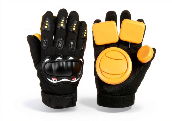 Skate Gloves TaktZeit Black Medium Breathable Mesh Removable Pucks-0