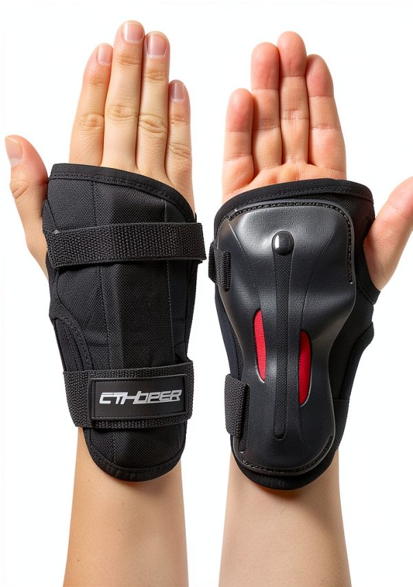 Skate Wrist Guards CTHOPER EVA Padding Adjustable Straps Black Large-0