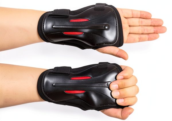 Skate Wrist Guards CTHOPER EVA Padding Adjustable Straps Black Large-4