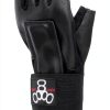 Triple Eight Hired Hands Glove Wrist Guard Black Neoprene Leather-4