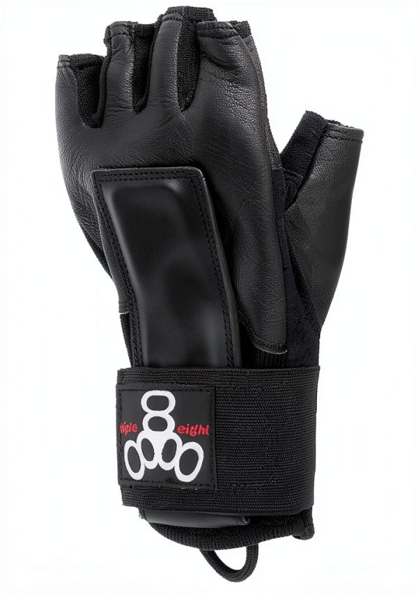 Triple Eight Hired Hands Glove Wrist Guard Black Neoprene Leather-4