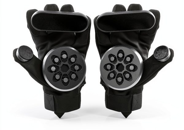 Skateboard Gloves Glield Downhill Slide with 2 Spark Pucks Black-0