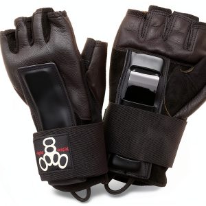 Triple Eight Hired Hands Glove Wrist Guard Black Neoprene Leather-0