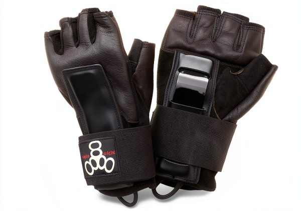 Triple Eight Hired Hands Glove Wrist Guard Black Neoprene Leather-0