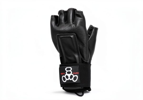 Triple Eight Hired Hands Glove Wrist Guard Black Neoprene Leather-2