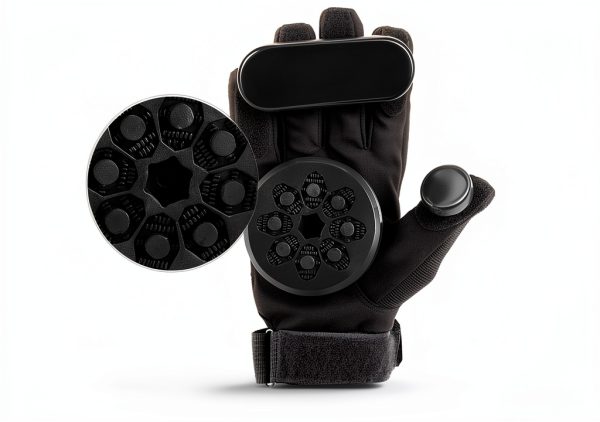 Skateboard Gloves Glield Downhill Slide with 2 Spark Pucks Black-2